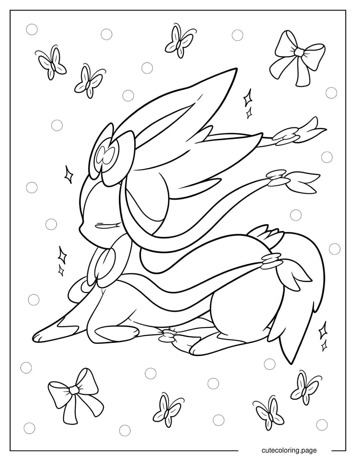 Cute Sylveon Sleeping Coloring Page coloring page