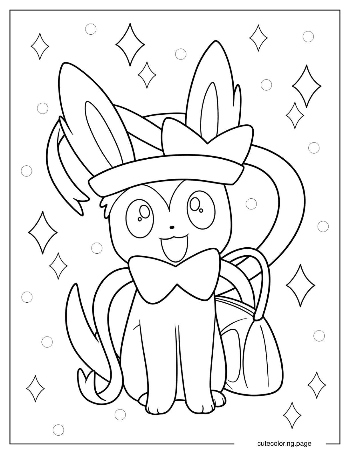 Happy Sylveon Carrying Handbag Coloring Sheet coloring page