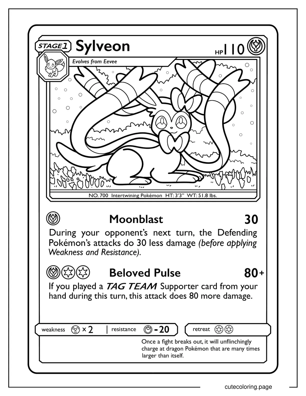 Sylveon Moonblast Pokemon Card coloring page