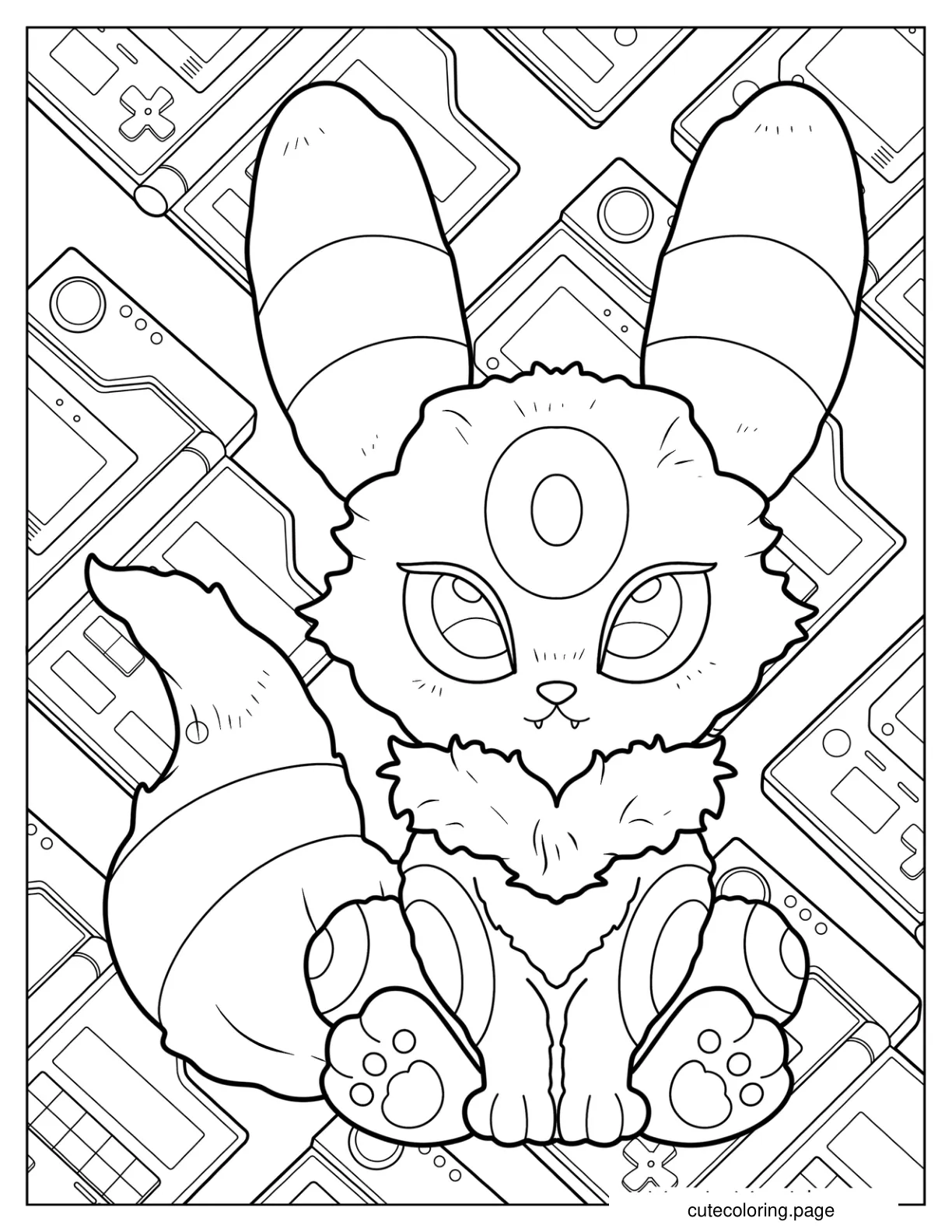 Chibi Umbreon Coloring Sheet For Preschoolers coloring page