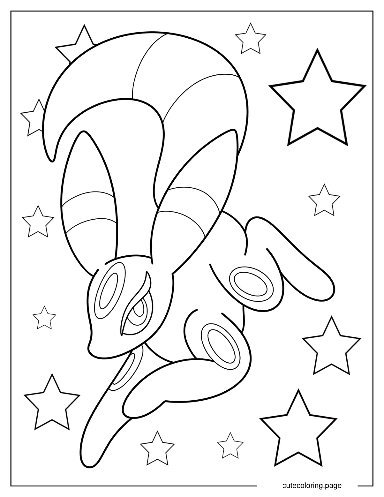 Cute Umbreon With Stars Coloring Page For Kids coloring page