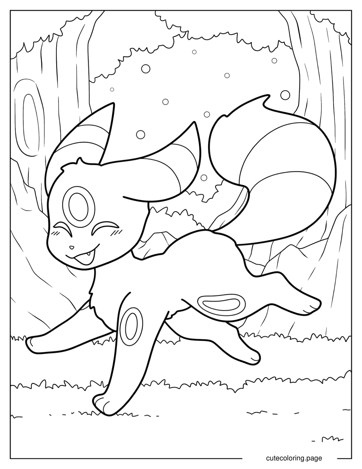 Umbreon Running In The Forest Coloring Page coloring page