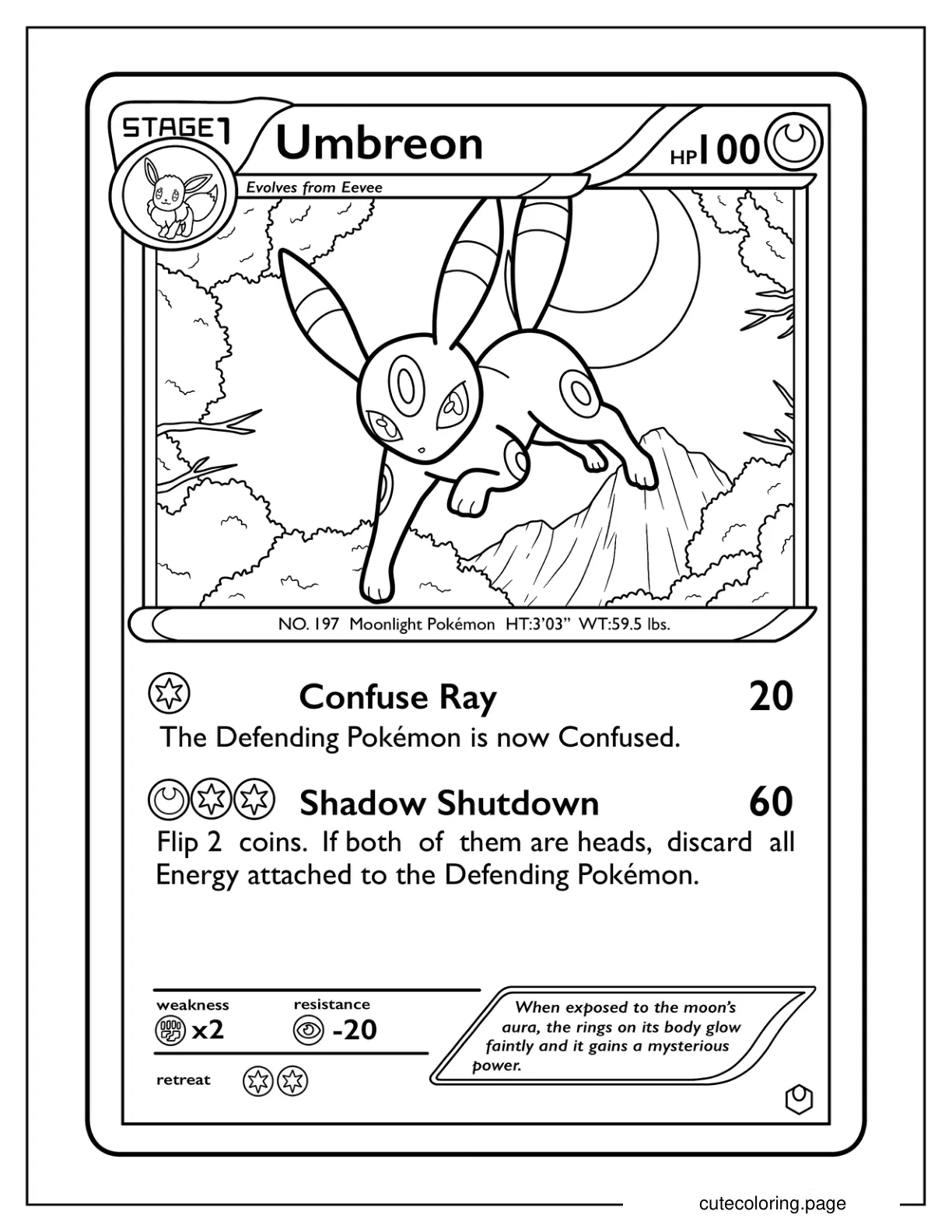 Umbreon Shadow Shutdown Pokemon Card coloring page