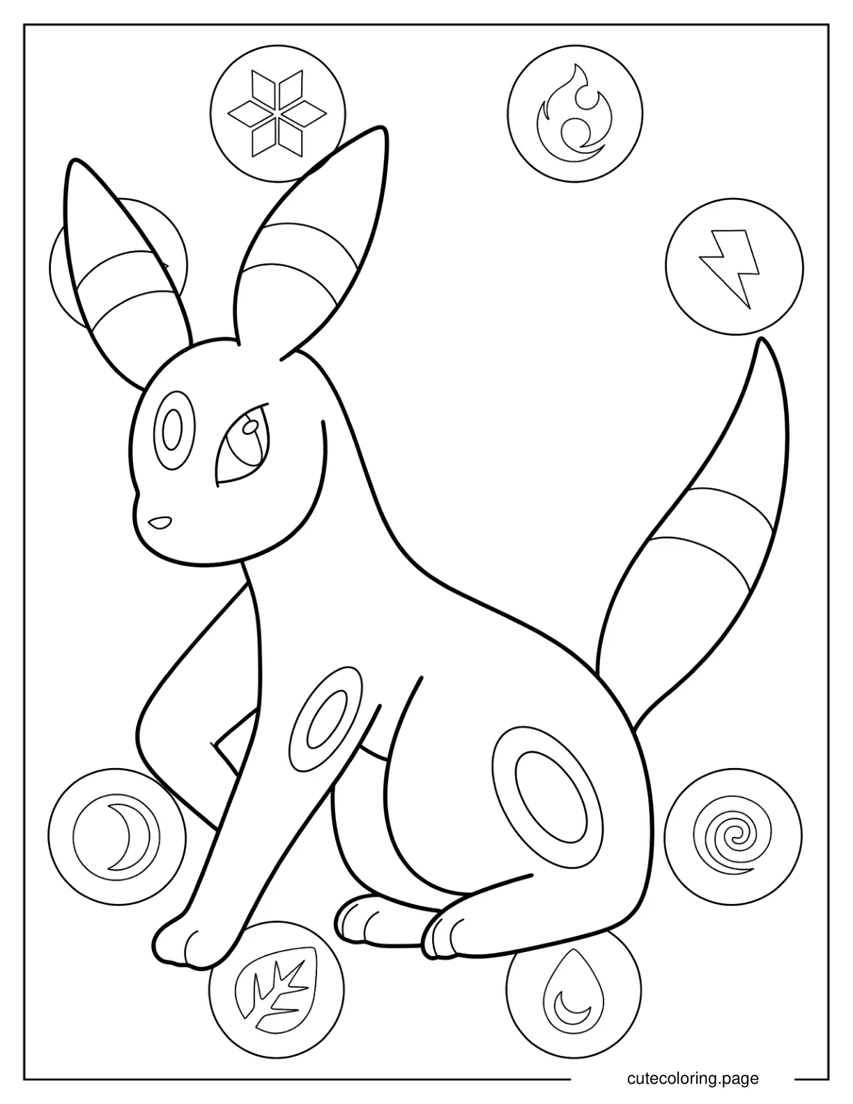 Umbreon Sitting Down Coloring Sheet For Preschoolers coloring page