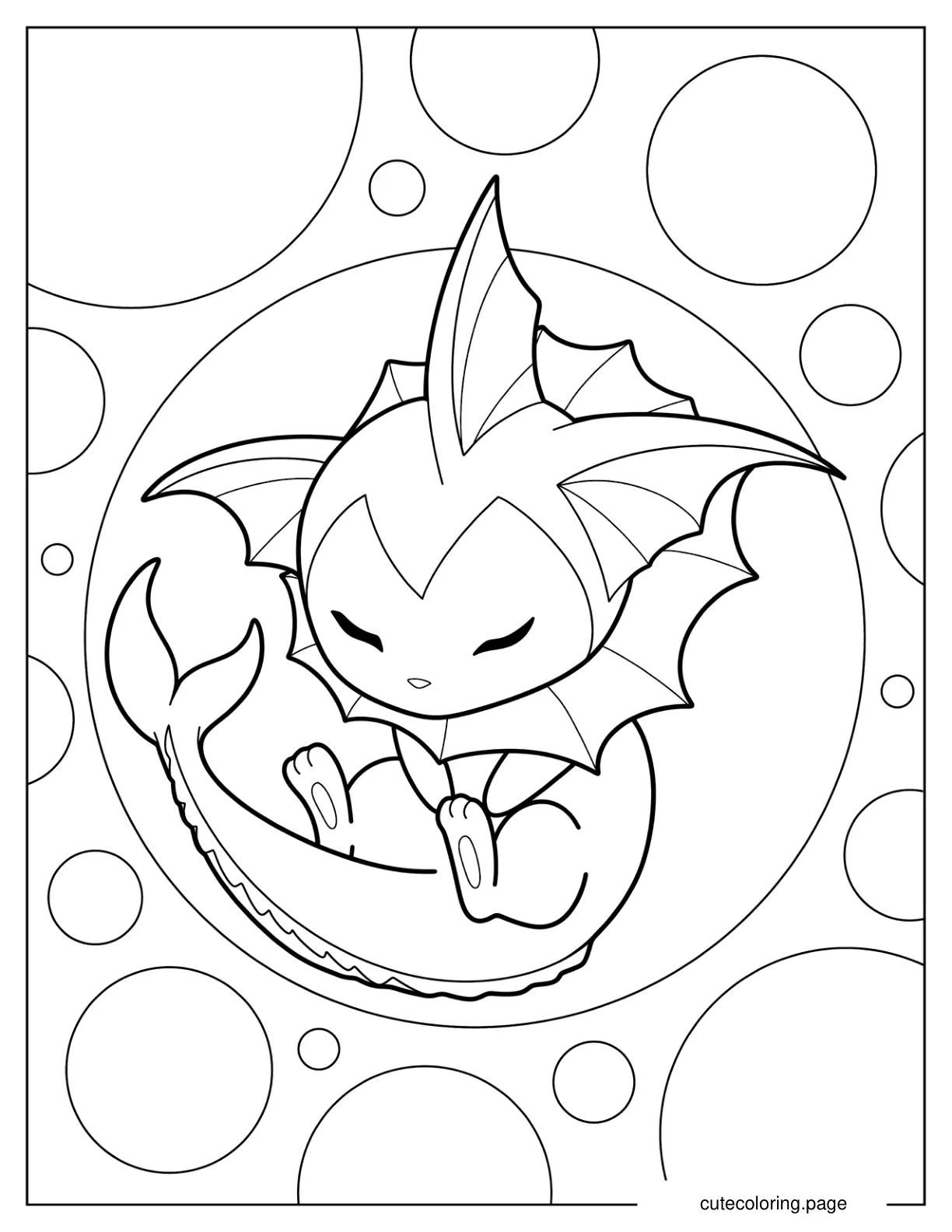 Baby Vaporeon Sleeping In A Ball Coloring Page For Preschoolers coloring page