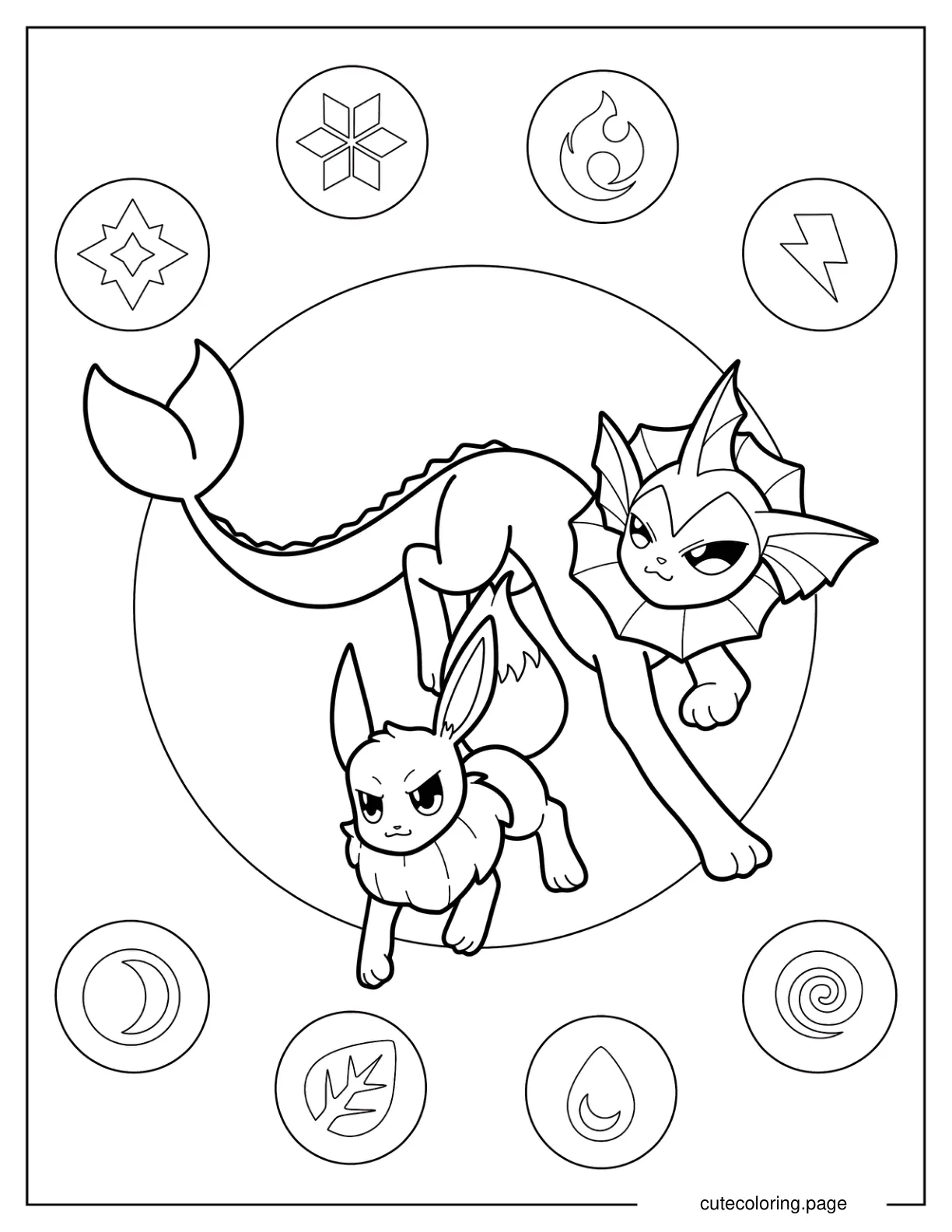 Cool Eevee And Flareon Coloring Sheet coloring page