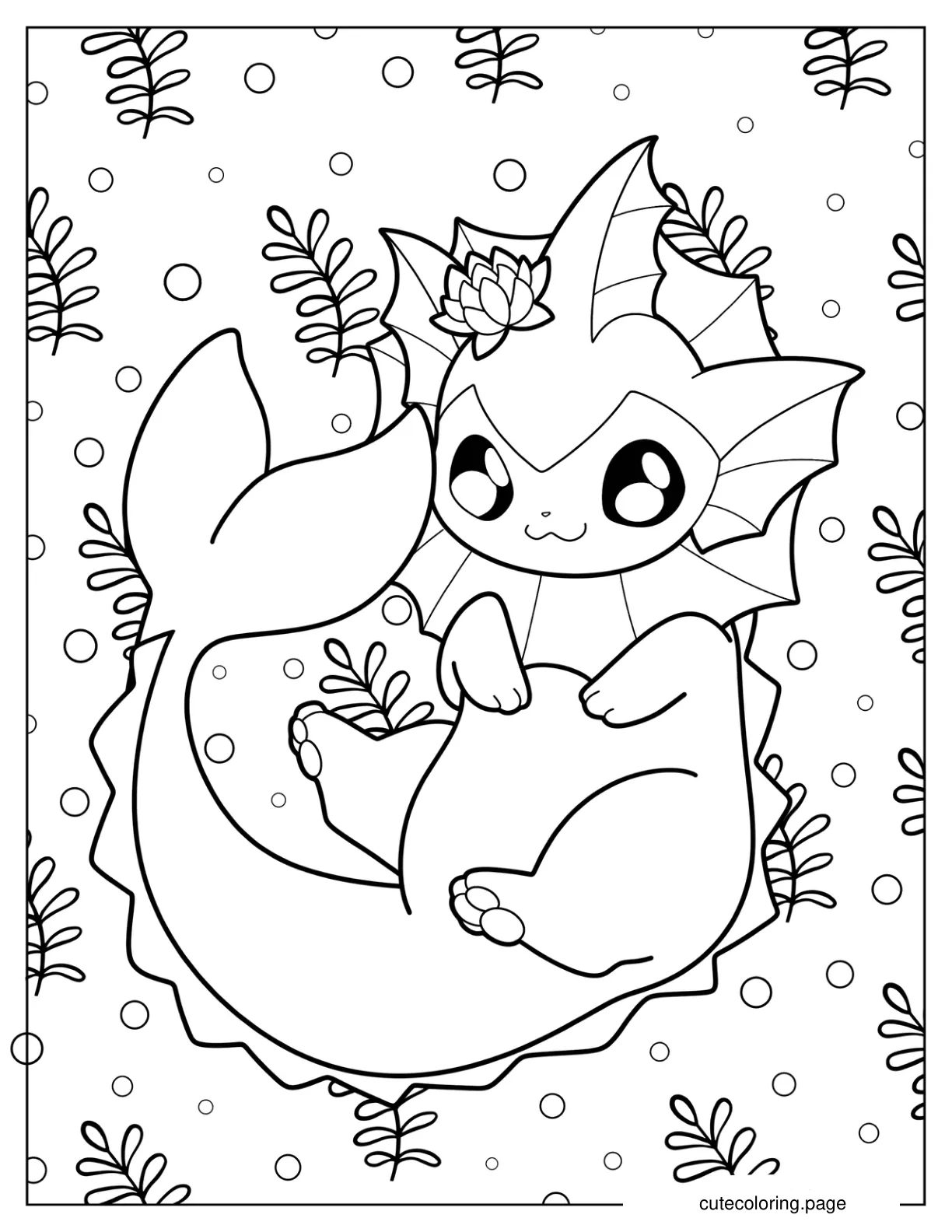 Kawaii Vaporeon Coloring Sheet For Kids coloring page