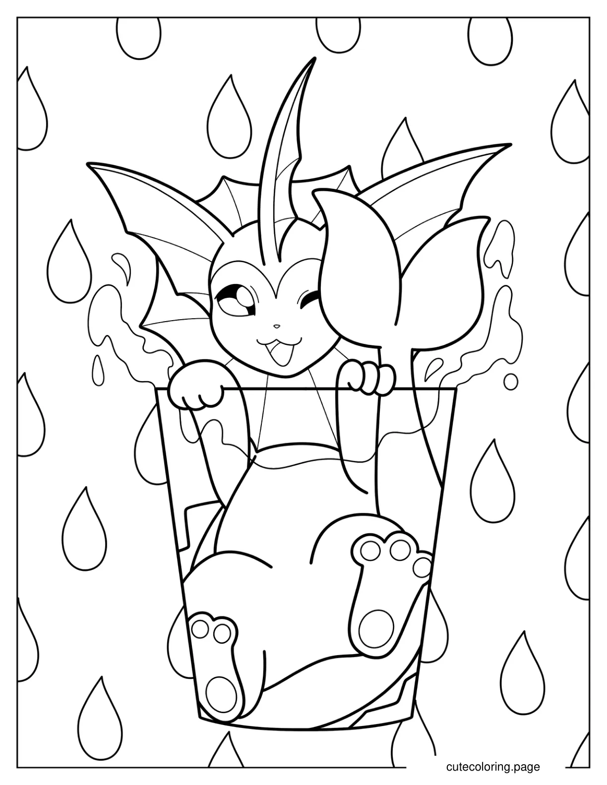 Vaporeon Swimming In Glass Of Water coloring page