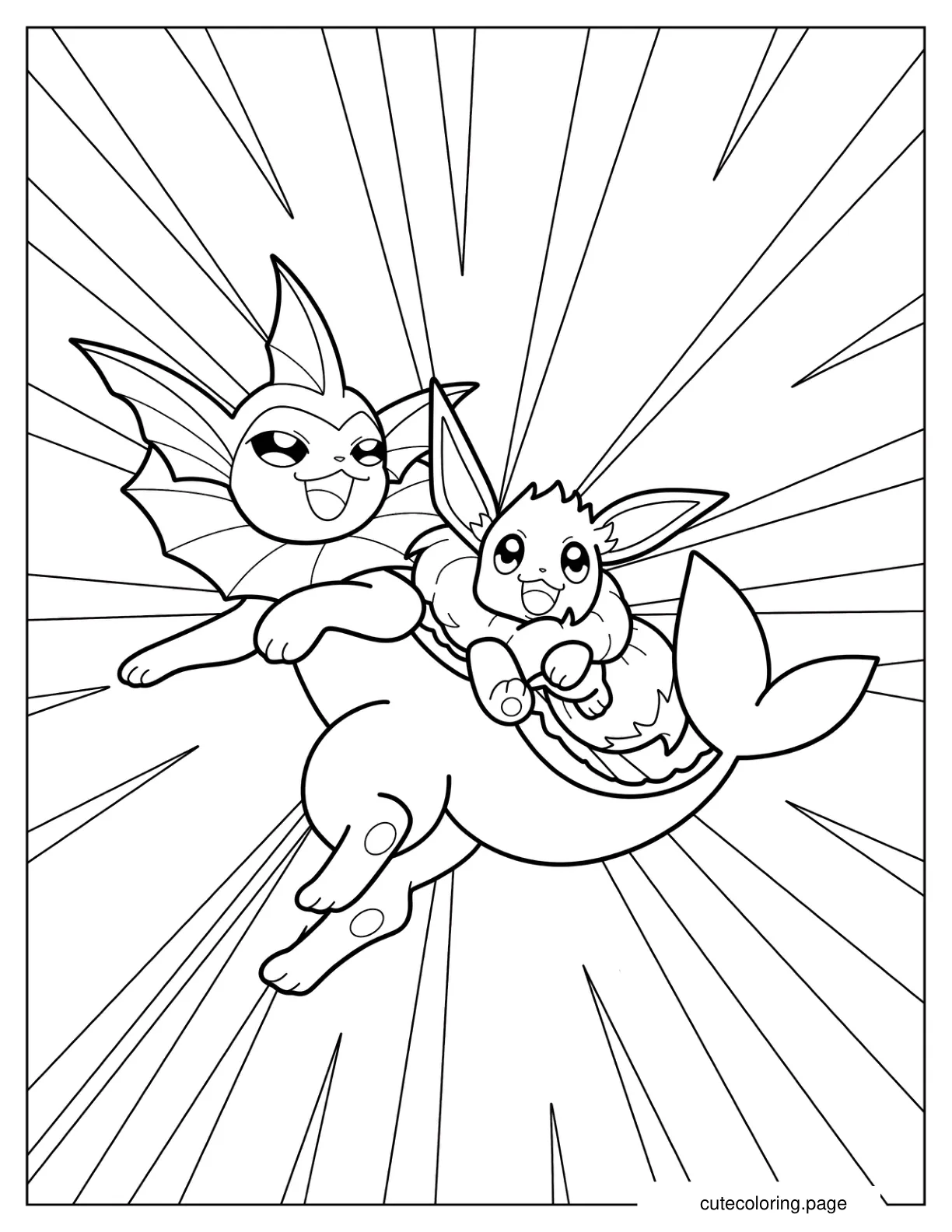 Vaporeon With Baby Flareon Coloring Sheet coloring page