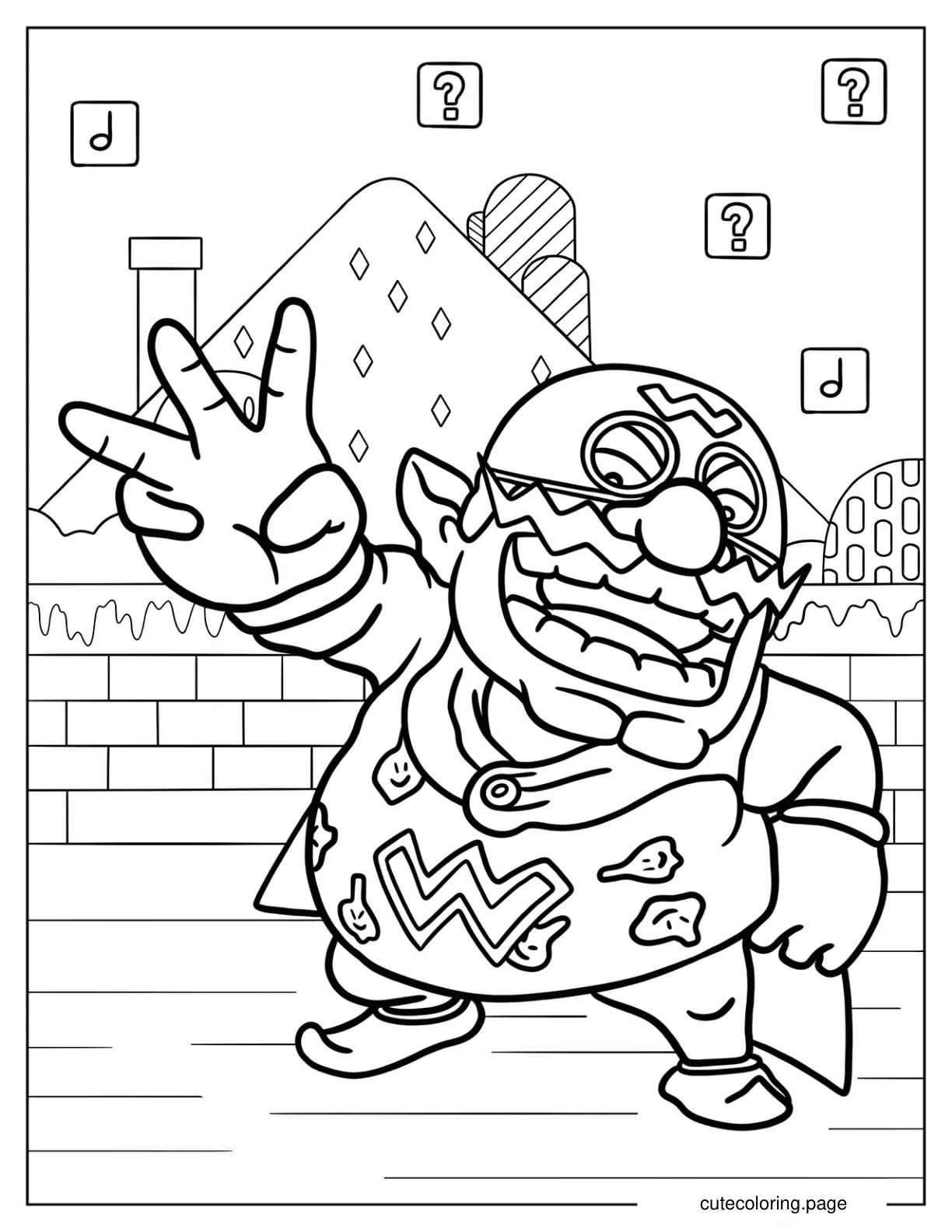 Detailed Wario Man Coloring Page coloring page