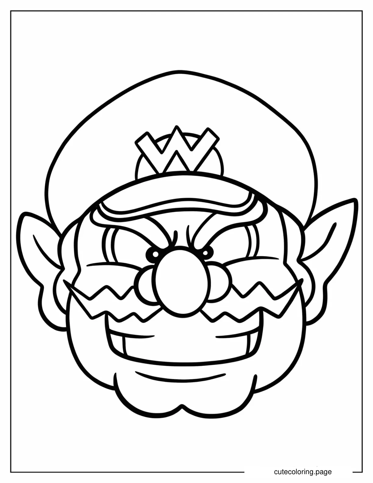 Easy Wario With Evil Smile Coloring Page For Kids coloring page