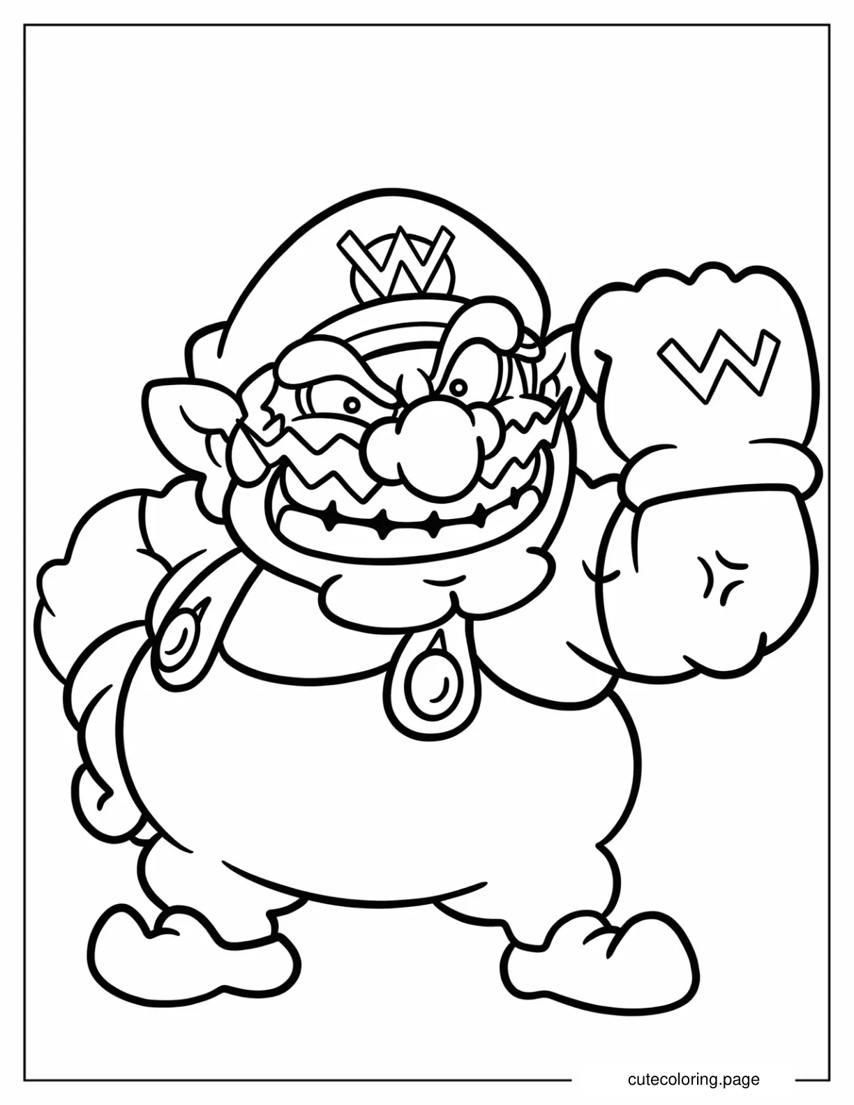 Evil Wario Showing His Fist Coloring Sheet coloring page