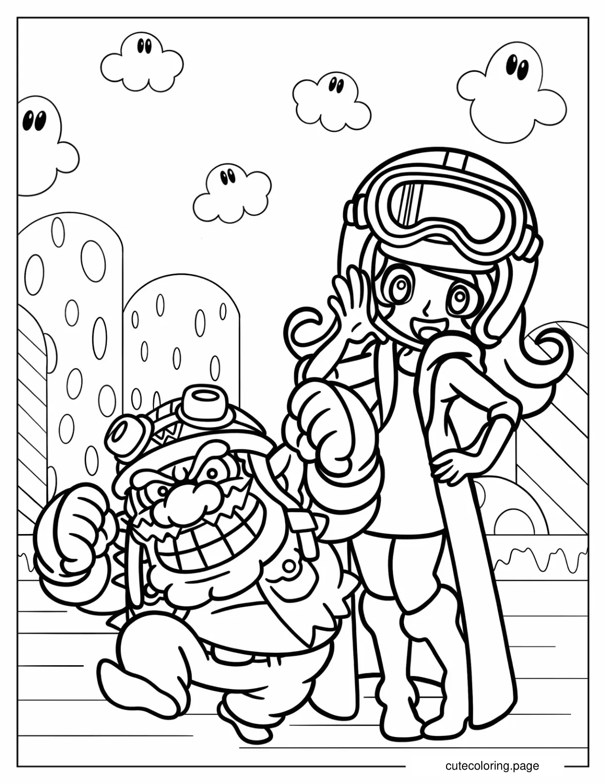 Wario And Mona In Diamond City coloring page