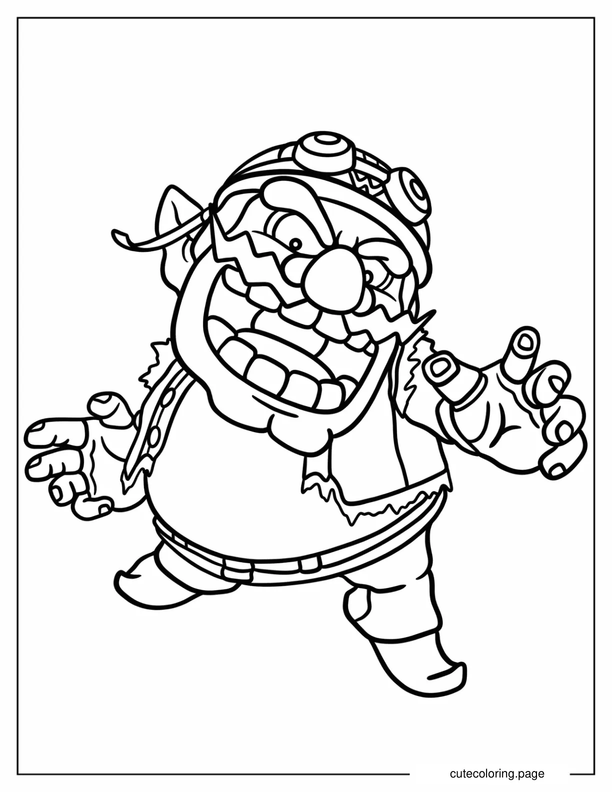 Wario From Super Smash Bros Outline Coloring Sheet For Kids coloring page